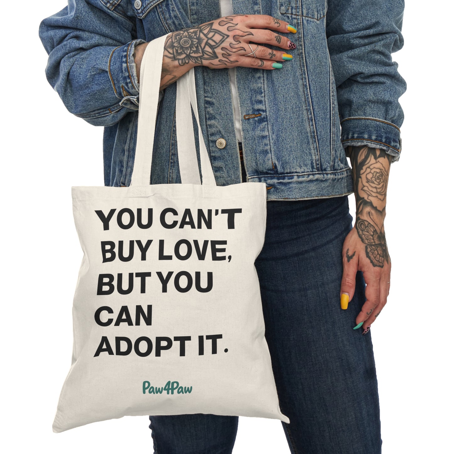 “You Can’t Buy Love“ Tote Bag, Donation Tote Bag