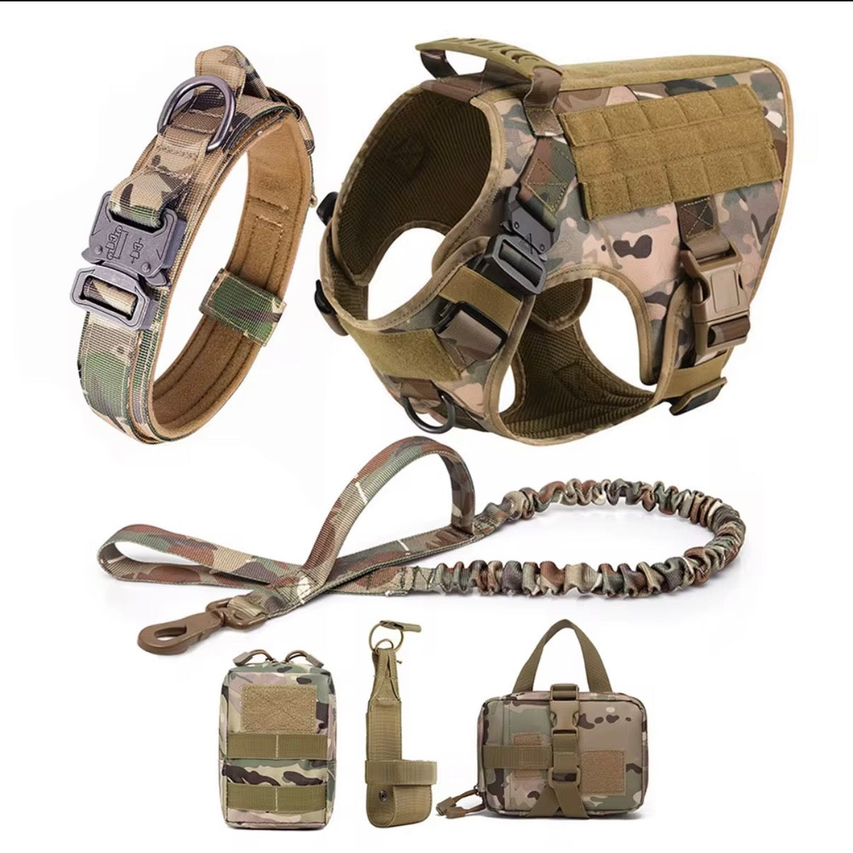 Tactical Dog Harness, Leash, Collar, and Accessories Set