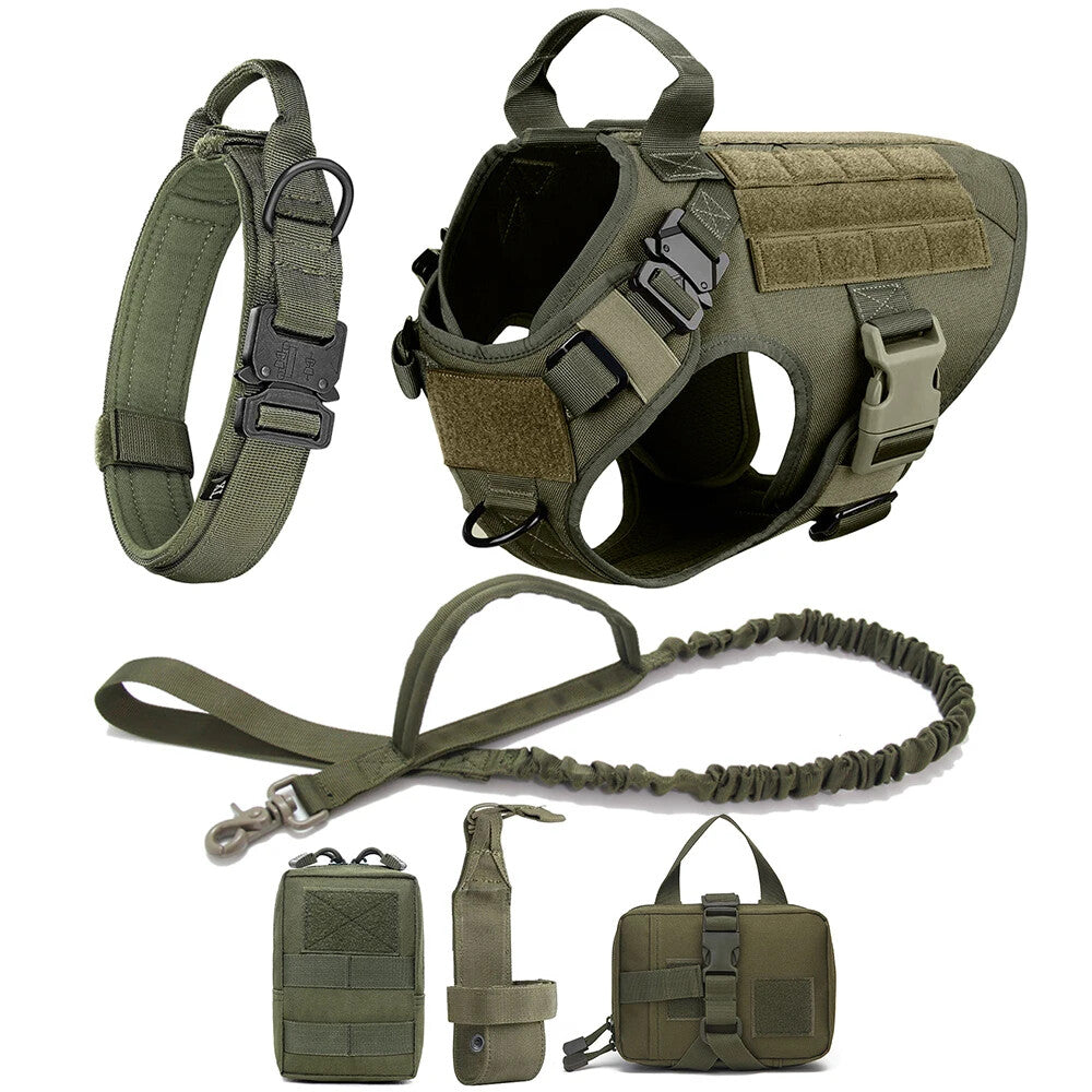 Tactical Dog Harness, Leash, Collar, and Accessories Set