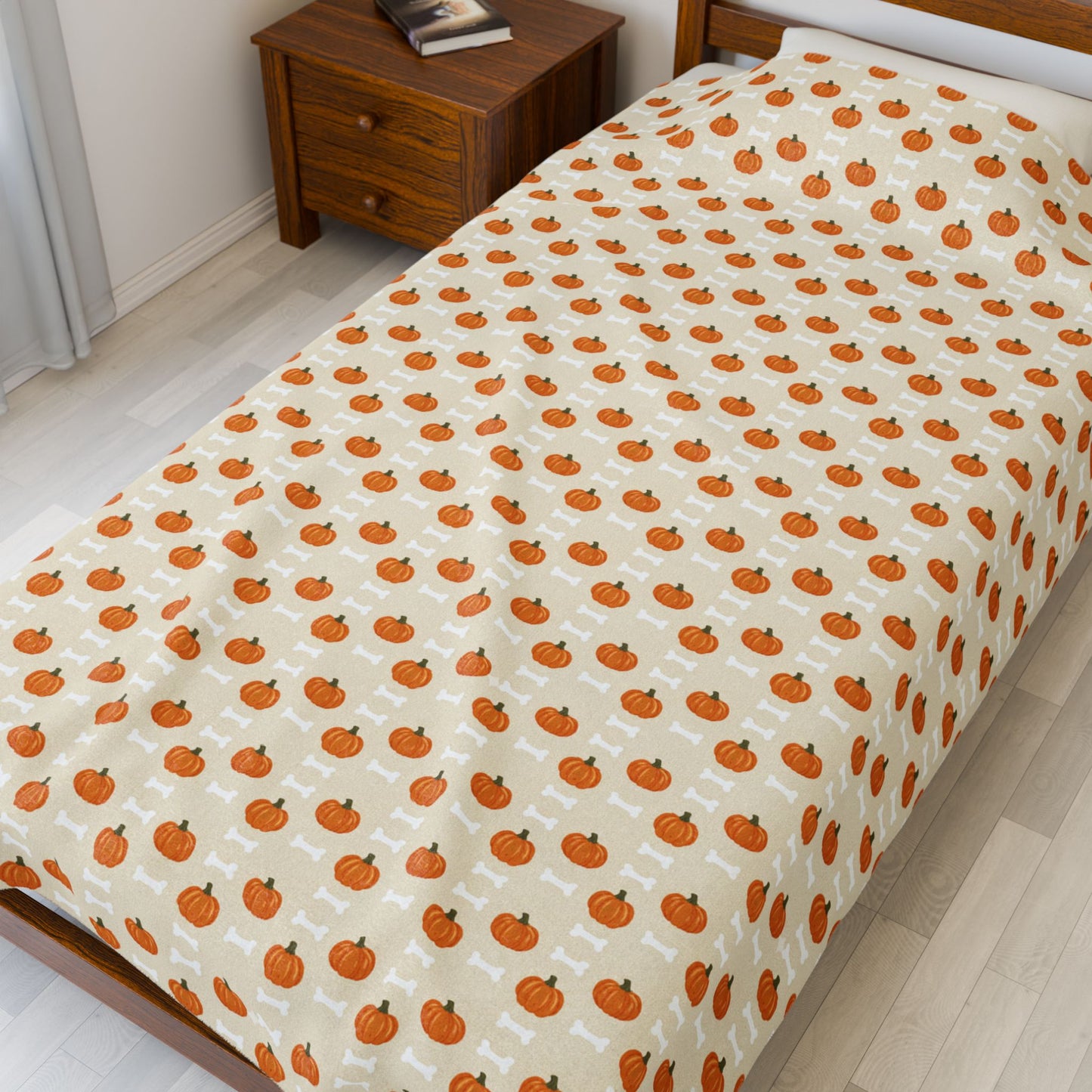 Pumpkin and Dog Bone Fall Blanket