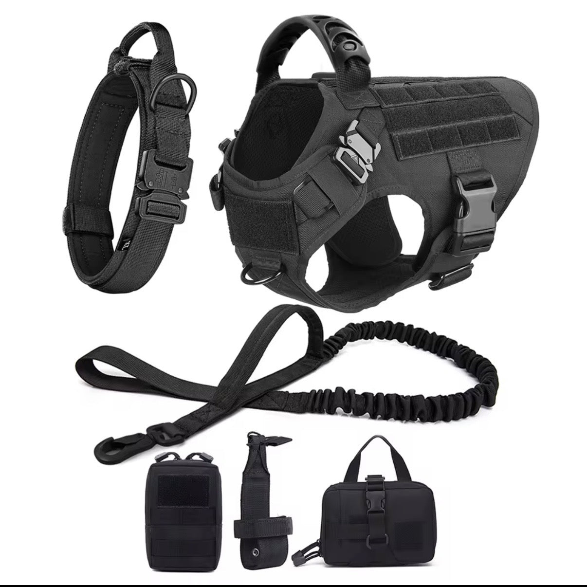 Tactical Dog Harness, Leash, Collar, and Accessories Set