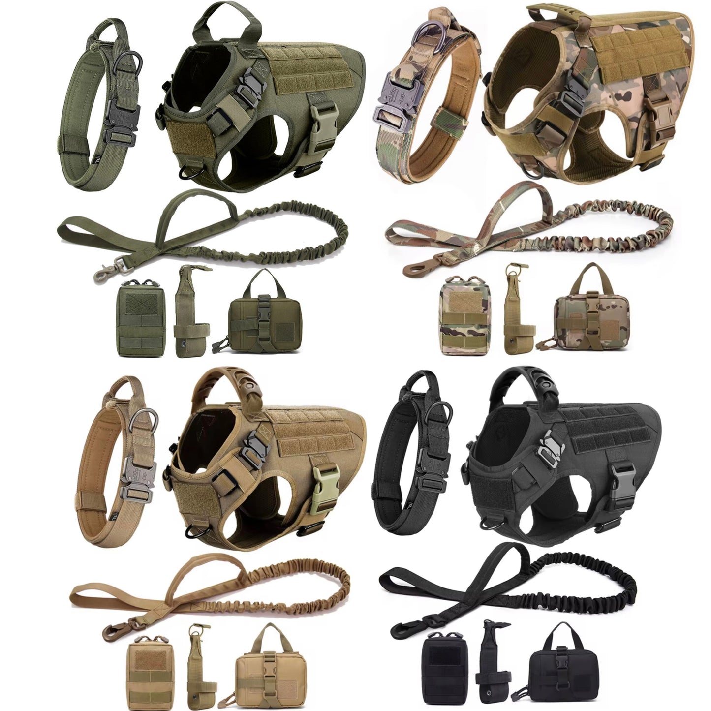 Tactical Dog Harness, Leash, Collar, and Accessories Set