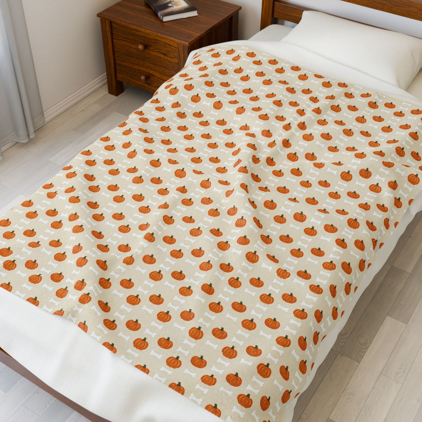 Pumpkin and Dog Bone Fall Blanket