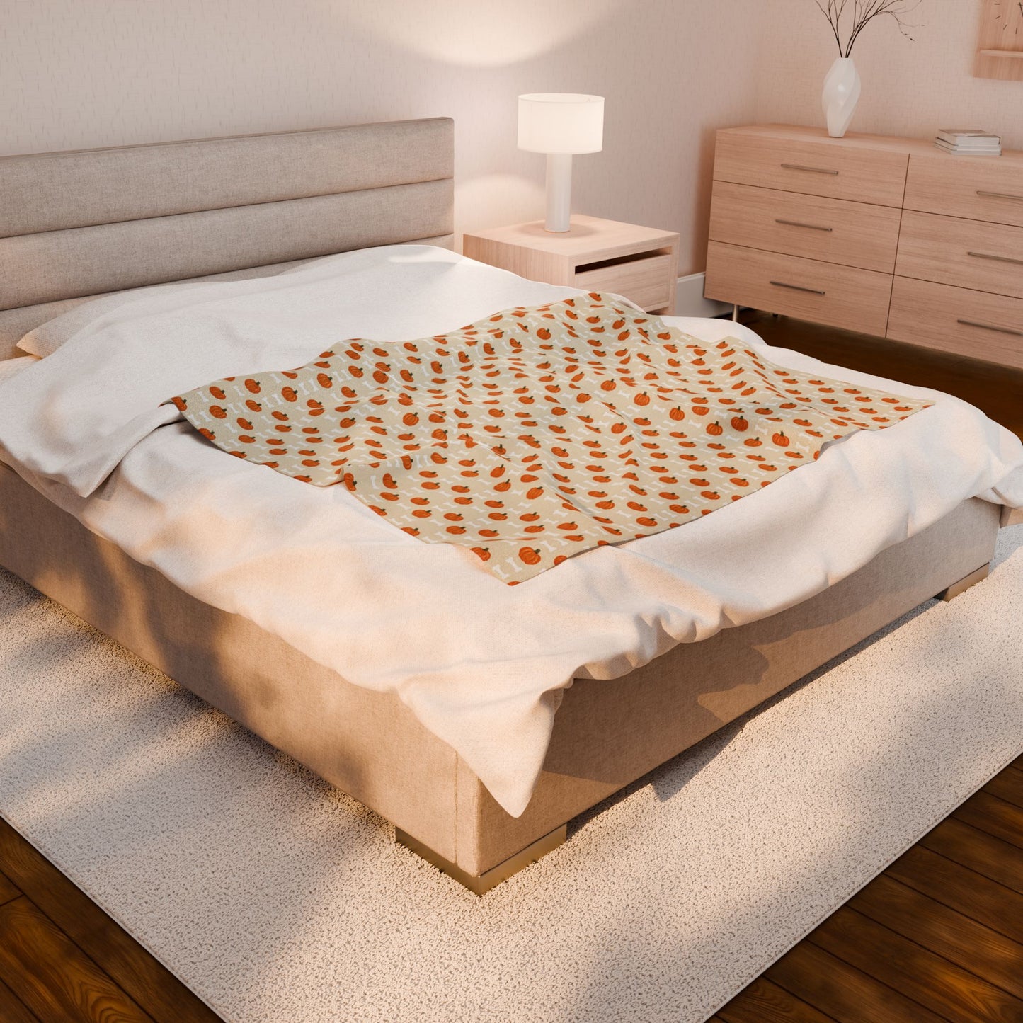 Pumpkin and Dog Bone Fall Blanket