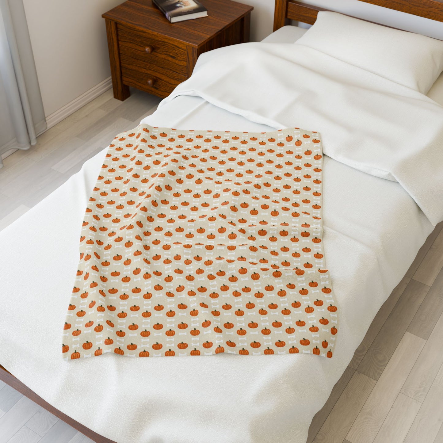 Pumpkin and Dog Bone Fall Blanket