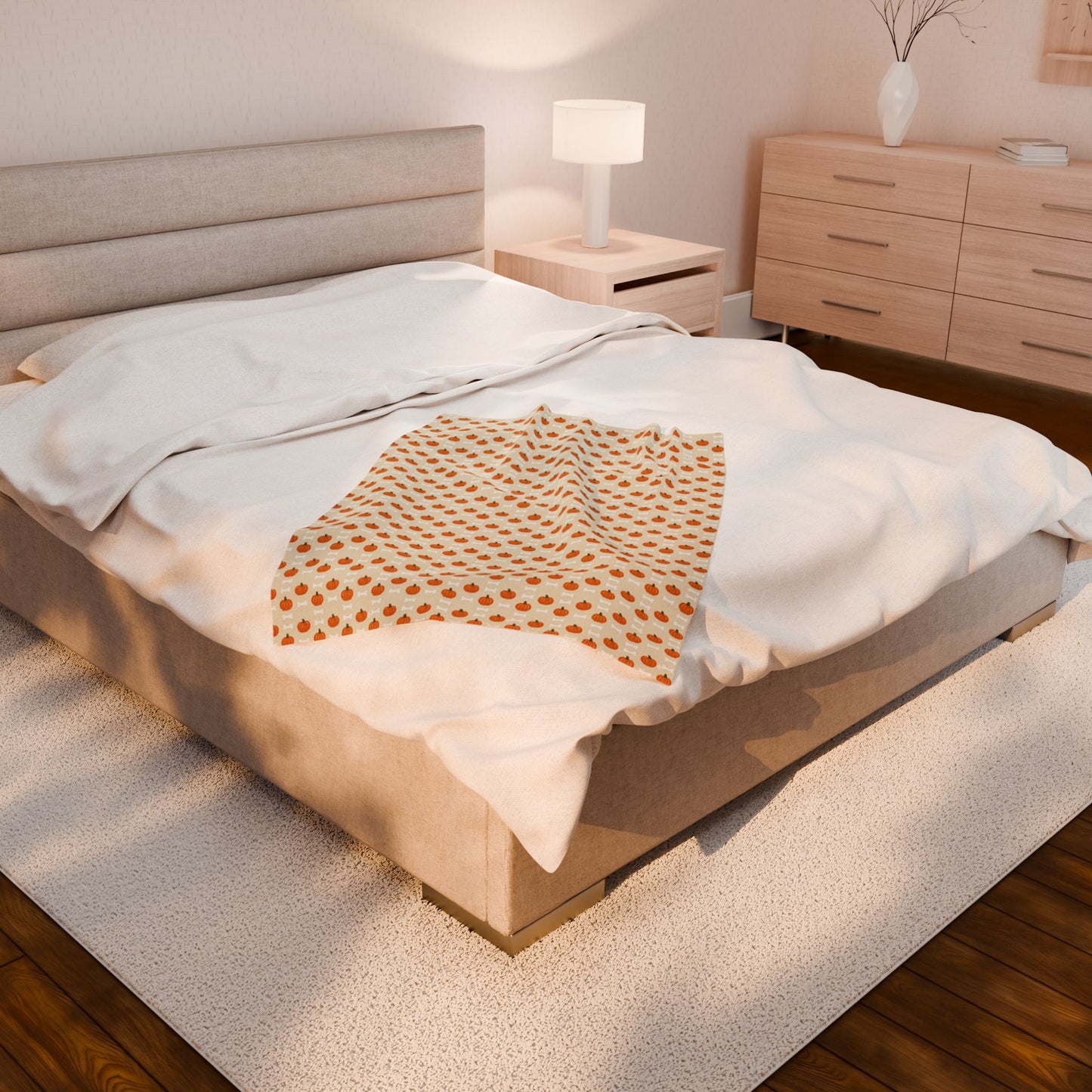Pumpkin and Dog Bone Fall Blanket