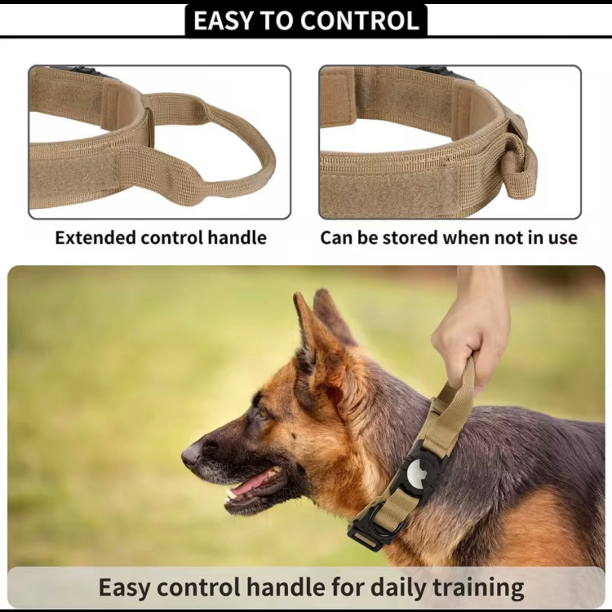 Tactical Dog Collar with AirTag Holder